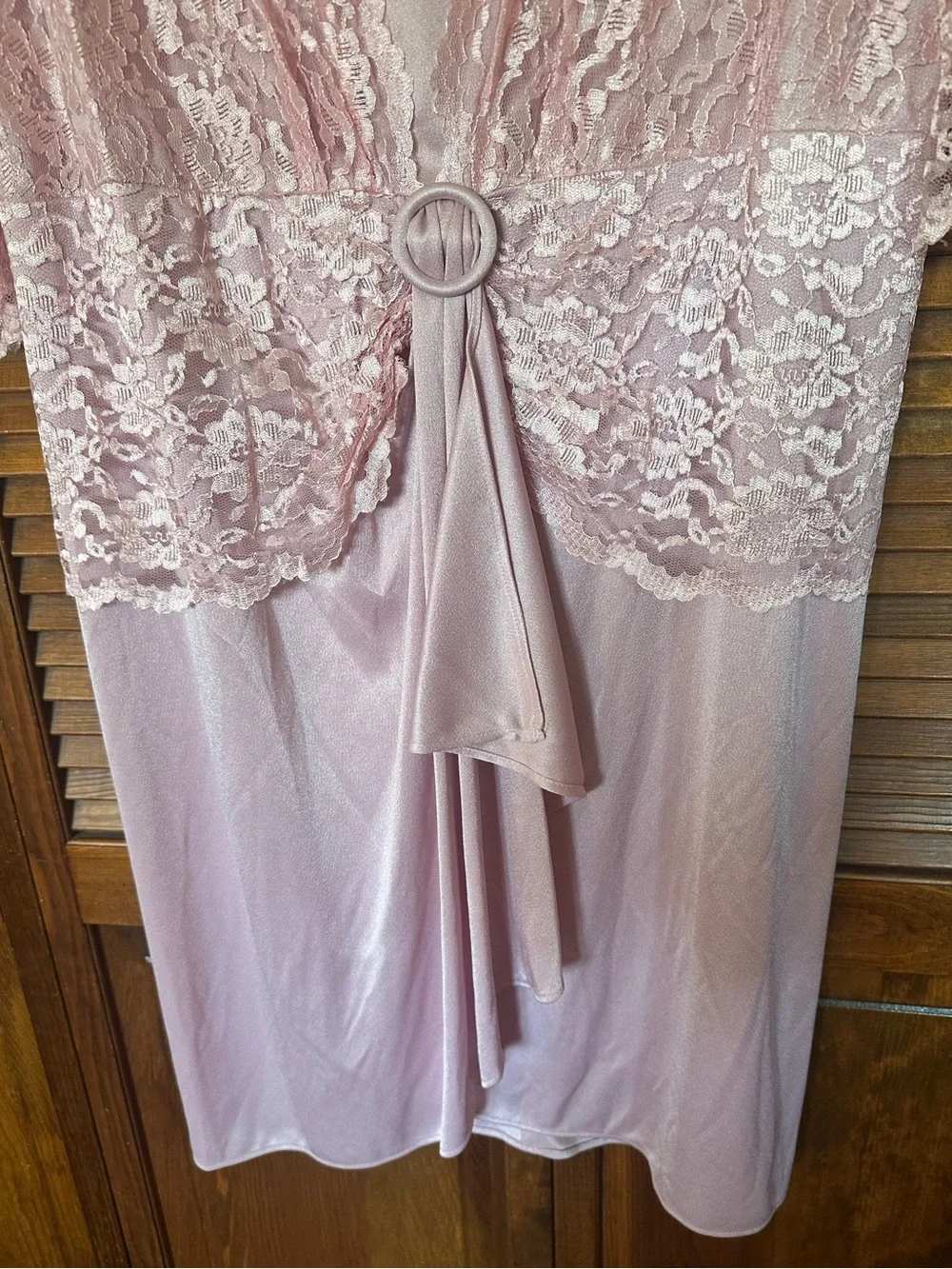 1980s Vintage Pink Lace Midi Cocktail Dress with Draped Front size XL
